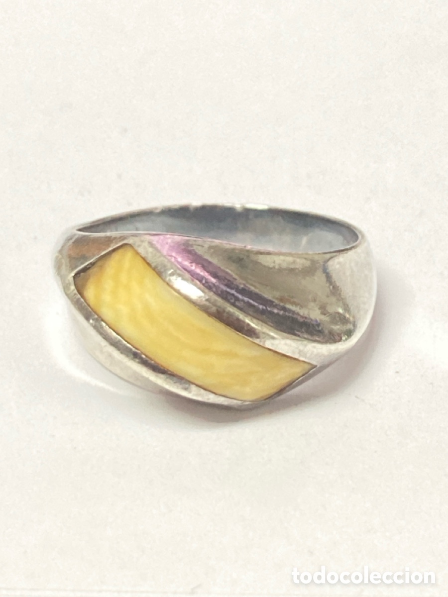 Joyeria: Anillo de plata hueso incrustado/S91 - Foto 1