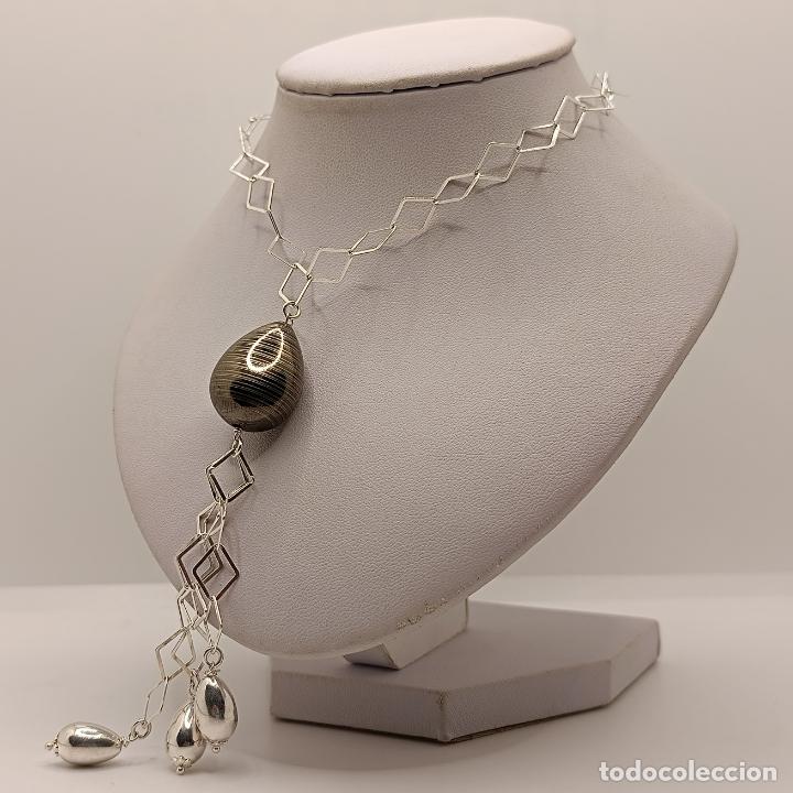 Joyeria: Elegante y sofisticada gargantilla de dise&ntilde;o original en plata de ley 925. - Foto 2