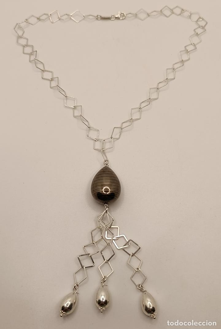 Joyeria: Elegante y sofisticada gargantilla de dise&ntilde;o original en plata de ley 925. - Foto 6