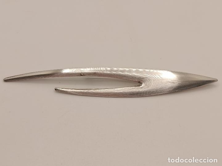 Joyeria: Gran broche de dise&ntilde;o sofisticado en plata de ley mate y brillante. - Foto 2