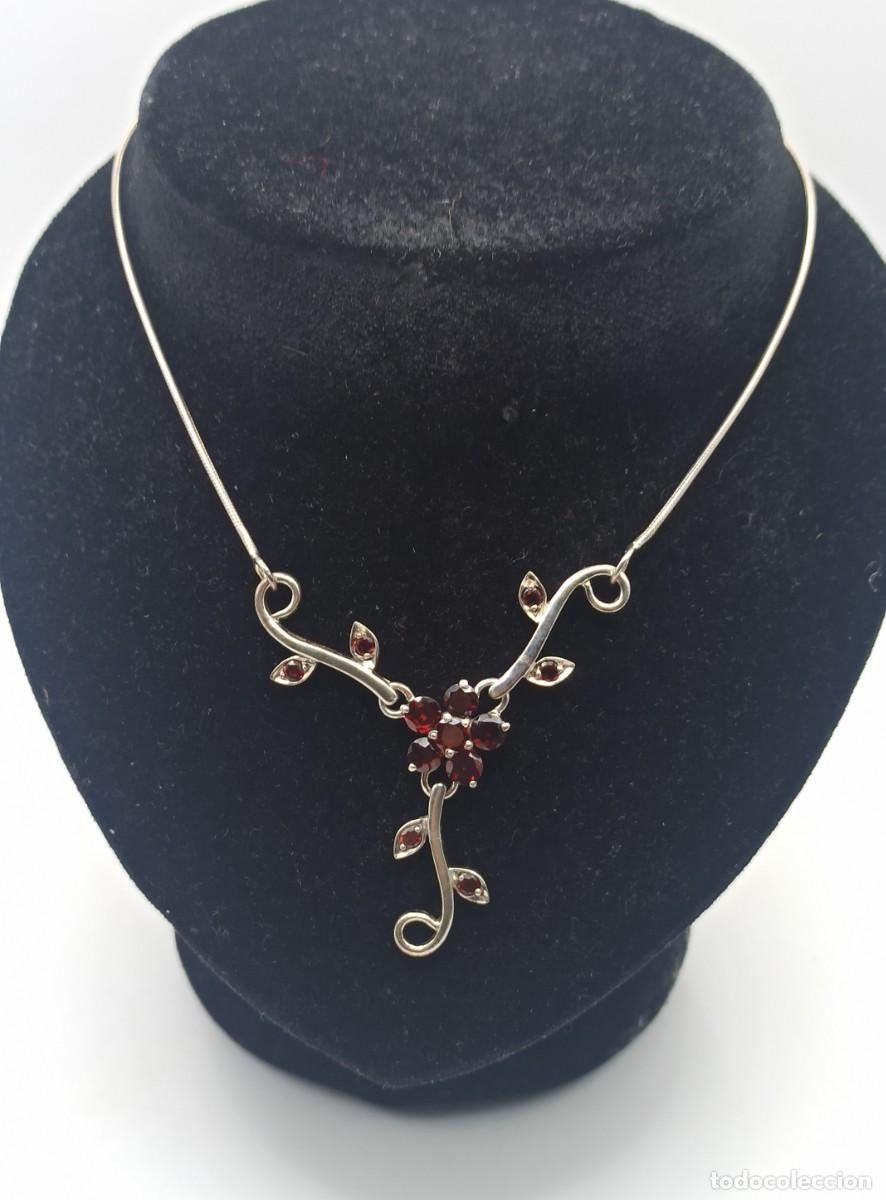 Joyeria: Gargantilla plata flor granates - Foto 1
