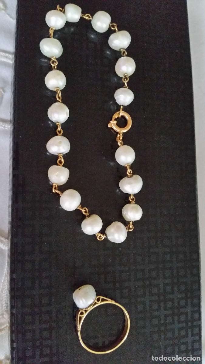 Joyeria: EXPLENDIDO CONJUNTO PULSERA Y ANILLO ORO 24K Y PEROLAS DULCES - Foto 1