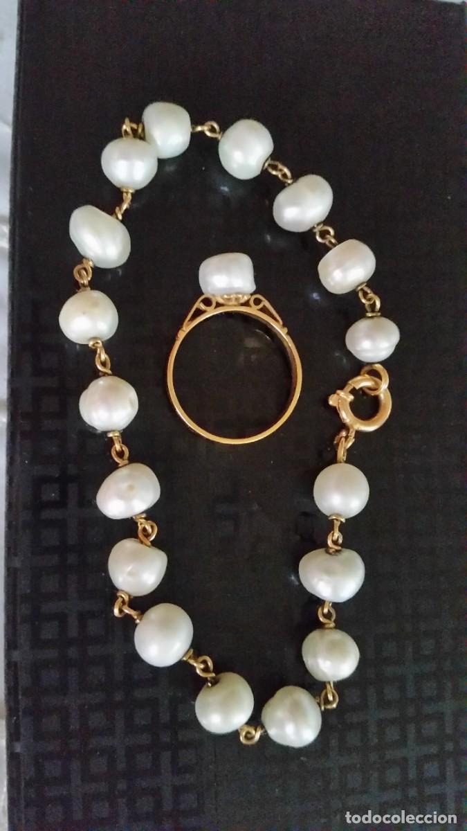 Joyeria: EXPLENDIDO CONJUNTO PULSERA Y ANILLO ORO 24K Y PEROLAS DULCES - Foto 2