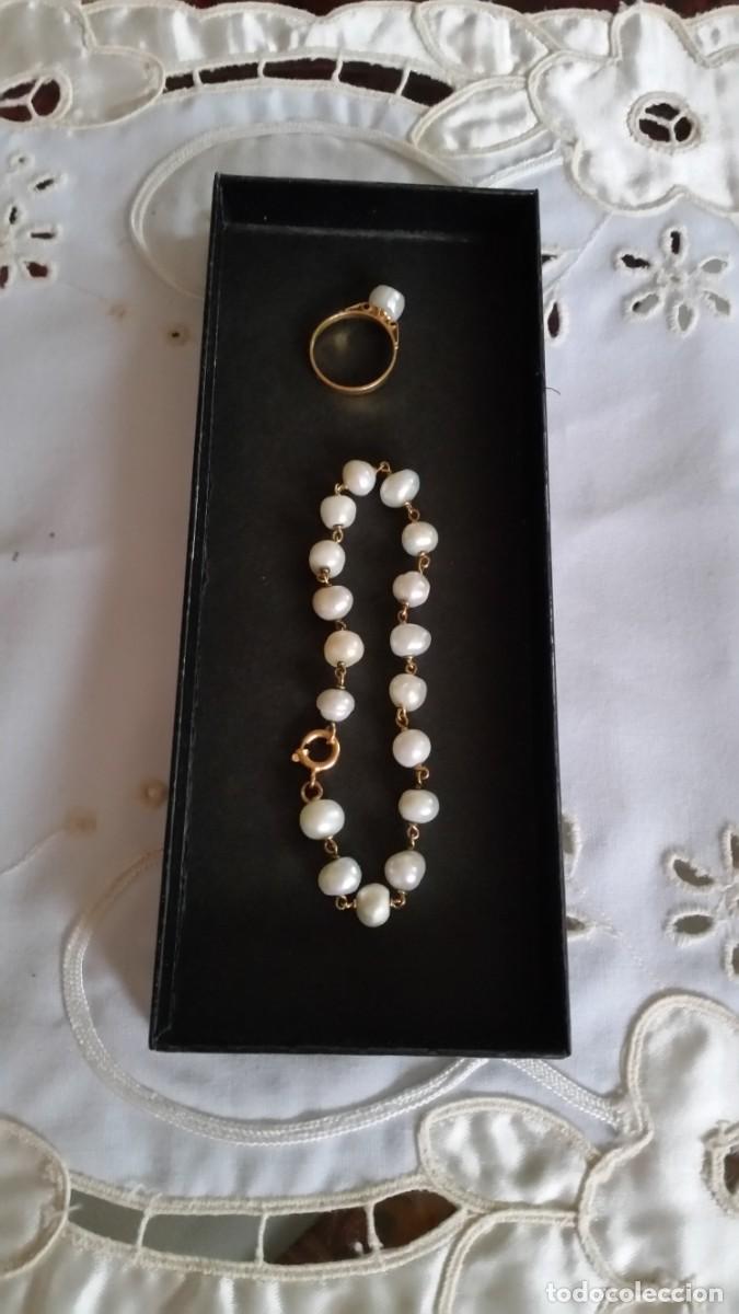 Joyeria: EXPLENDIDO CONJUNTO PULSERA Y ANILLO ORO 24K Y PEROLAS DULCES - Foto 3