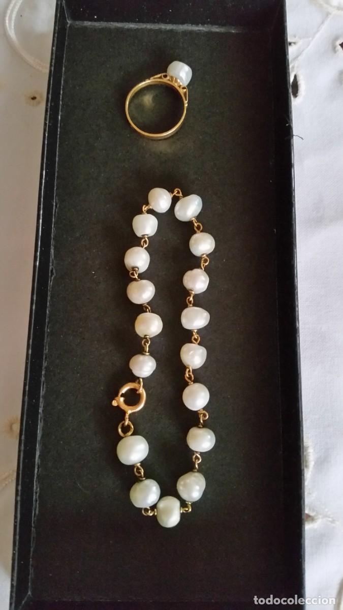 Joyeria: EXPLENDIDO CONJUNTO PULSERA Y ANILLO ORO 24K Y PEROLAS DULCES - Foto 4