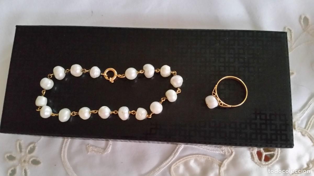 Joyeria: EXPLENDIDO CONJUNTO PULSERA Y ANILLO ORO 24K Y PEROLAS DULCES - Foto 5