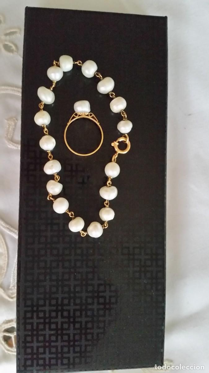 Joyeria: EXPLENDIDO CONJUNTO PULSERA Y ANILLO ORO 24K Y PEROLAS DULCES - Foto 6