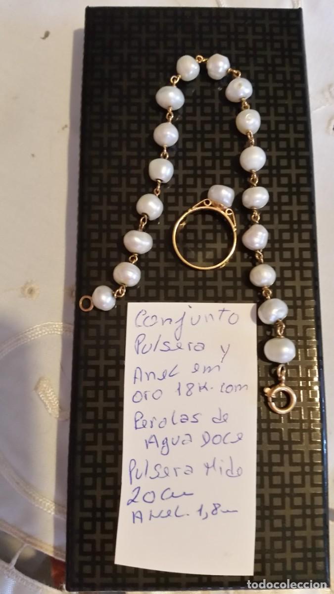 Joyeria: EXPLENDIDO CONJUNTO PULSERA Y ANILLO ORO 24K Y PEROLAS DULCES - Foto 10
