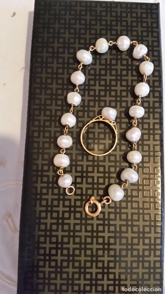 Joyeria: EXPLENDIDO CONJUNTO PULSERA Y ANILLO ORO 24K Y PEROLAS DULCES - Foto 11