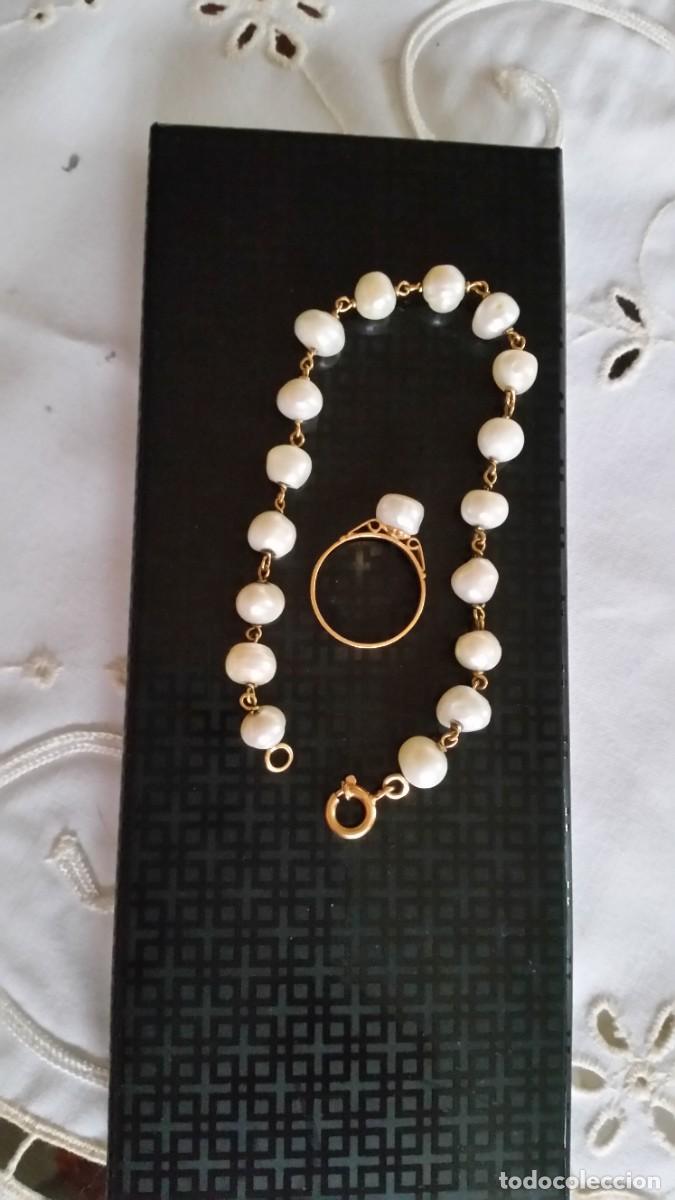 Joyeria: EXPLENDIDO CONJUNTO PULSERA Y ANILLO ORO 24K Y PEROLAS DULCES - Foto 12