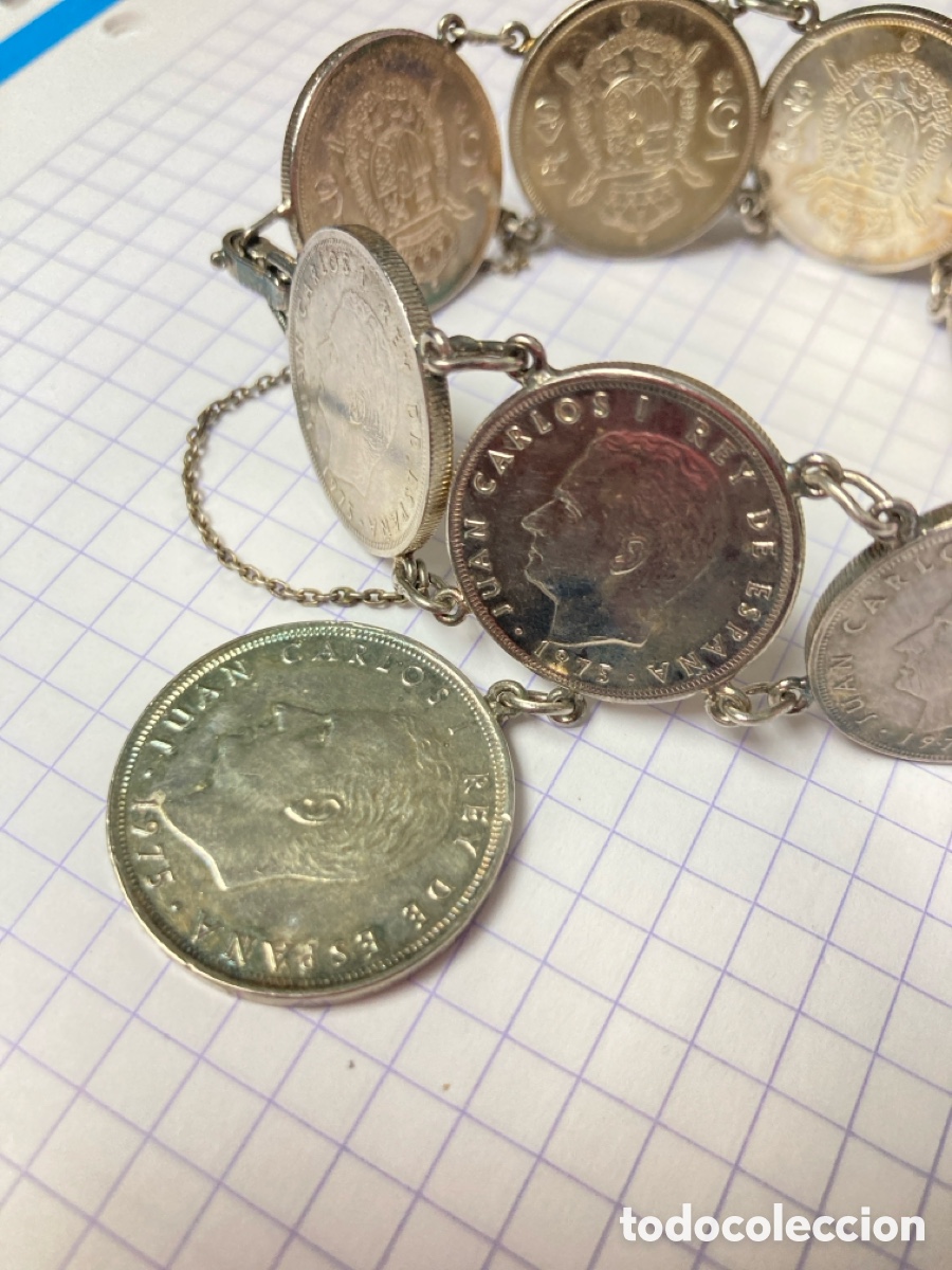 Joyeria: Pulsera de plata y monedas espa&ntilde;olas de pesetas/ Pul87 - Foto 2