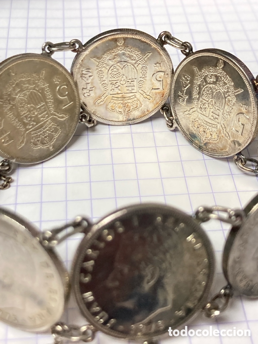 Joyeria: Pulsera de plata y monedas espa&ntilde;olas de pesetas/ Pul87 - Foto 3