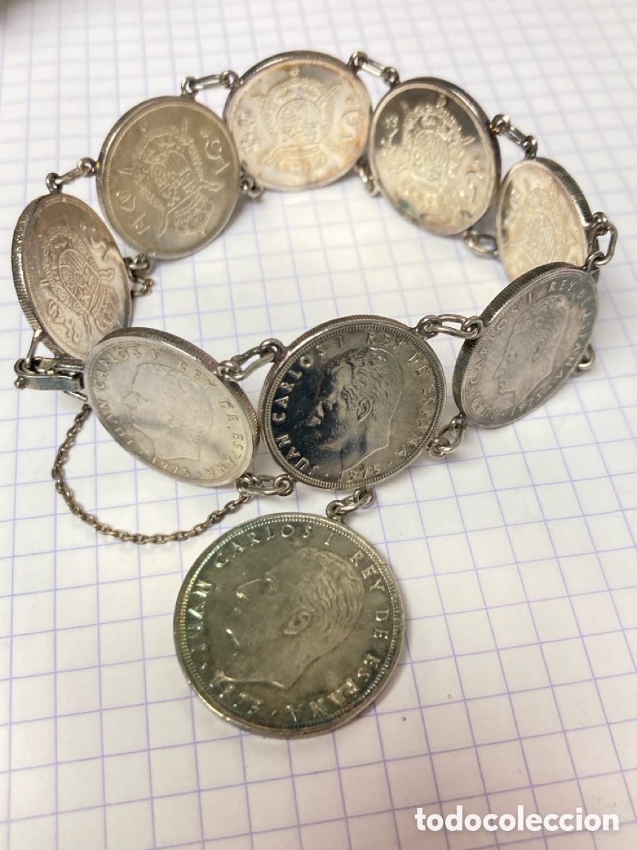 Joyeria: Pulsera de plata y monedas espa&ntilde;olas de pesetas/ Pul87 - Foto 1