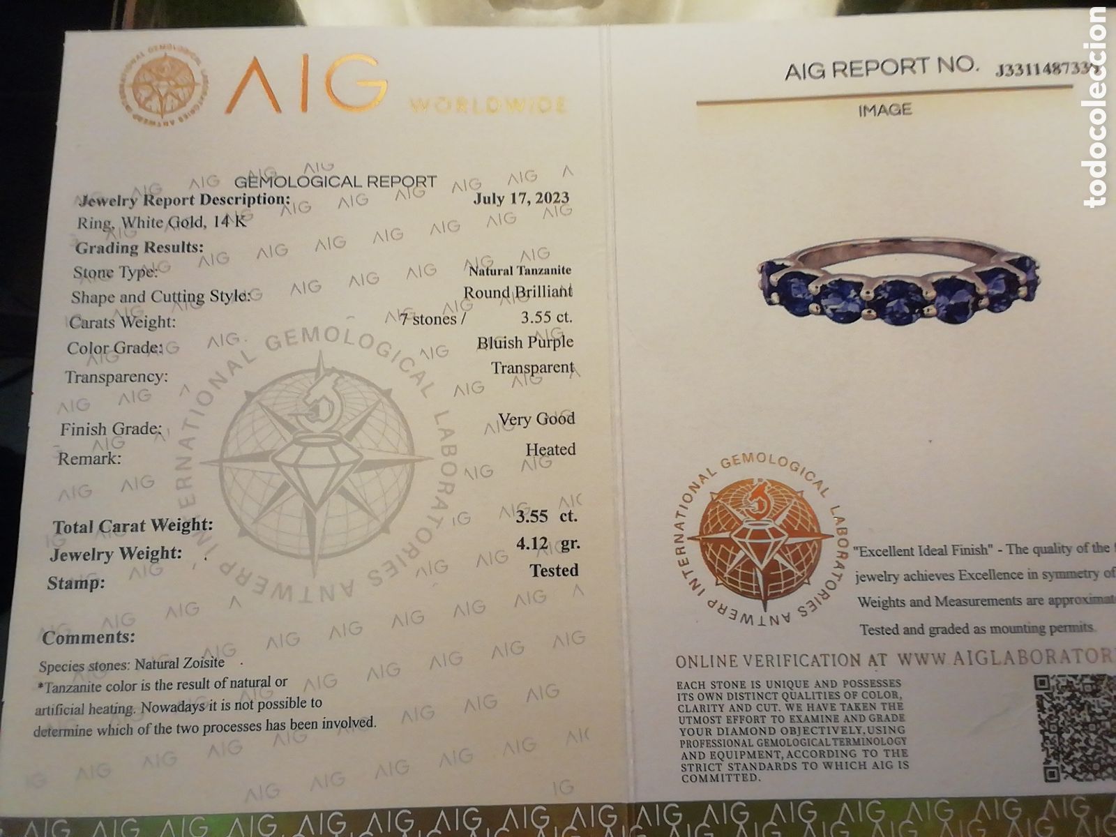 Joyeria: Anillo de tanzanitas de 3,55ct - Foto 3