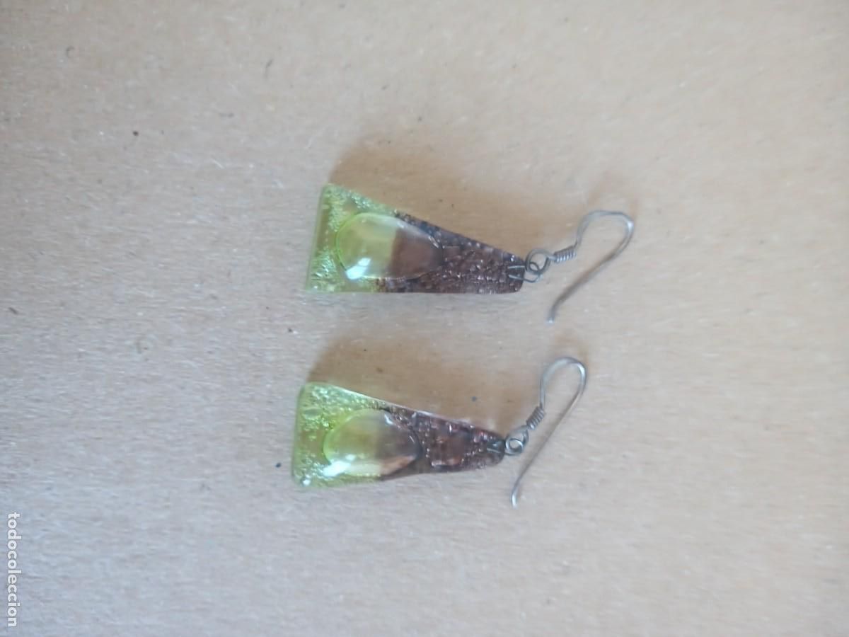 Jewelry: PENDIENTES ANTIGUOS PIEDRAS VERDES Y PLATA 925