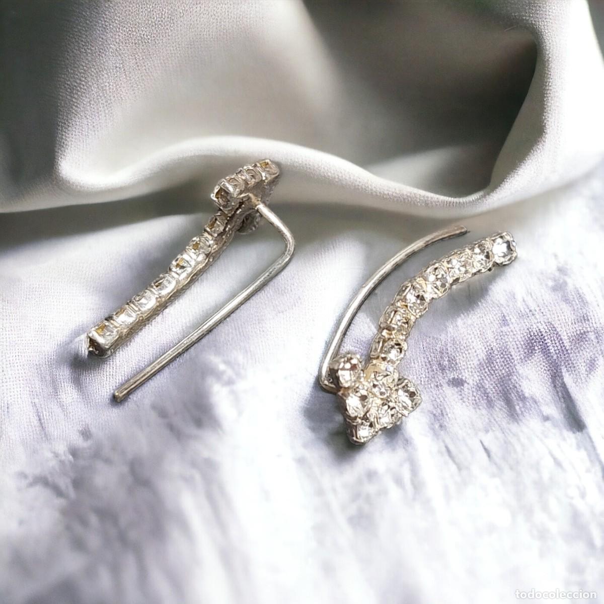 Joyeria: Par de Pendientes de Plata de Ley Trepadores con Forma de Flecha y Circonitas - Foto 2