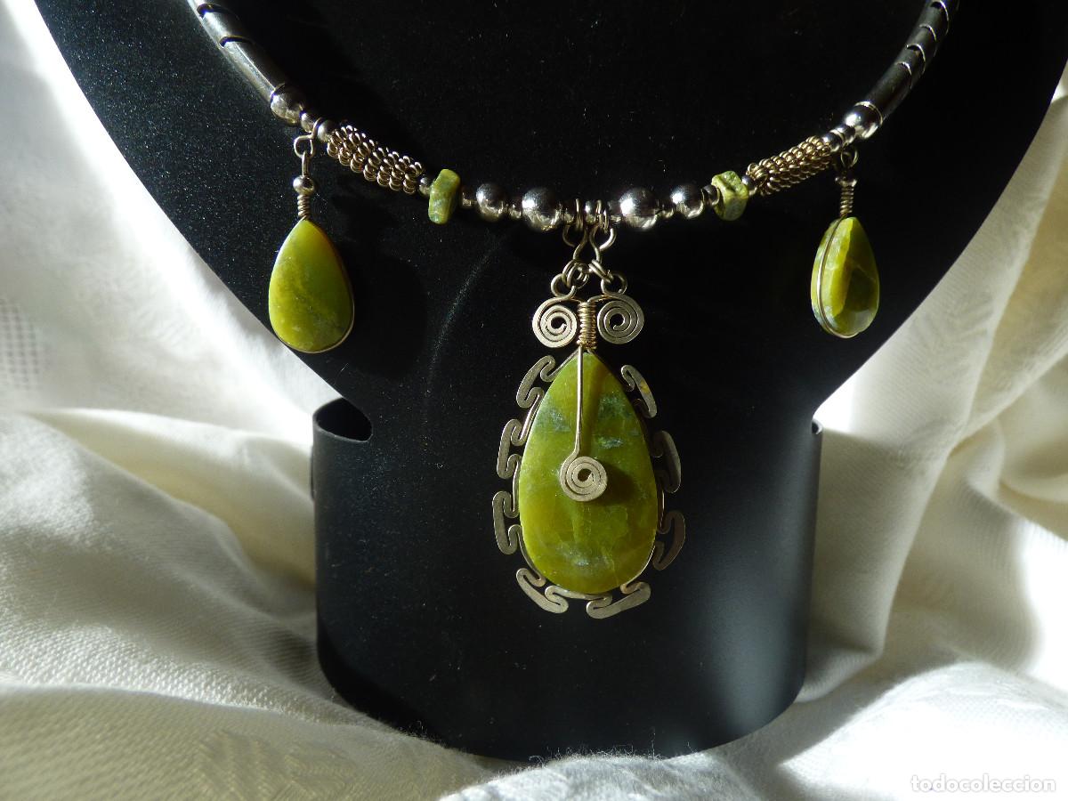 Joyeria: collar plata andina y jaspe verde - Foto 4