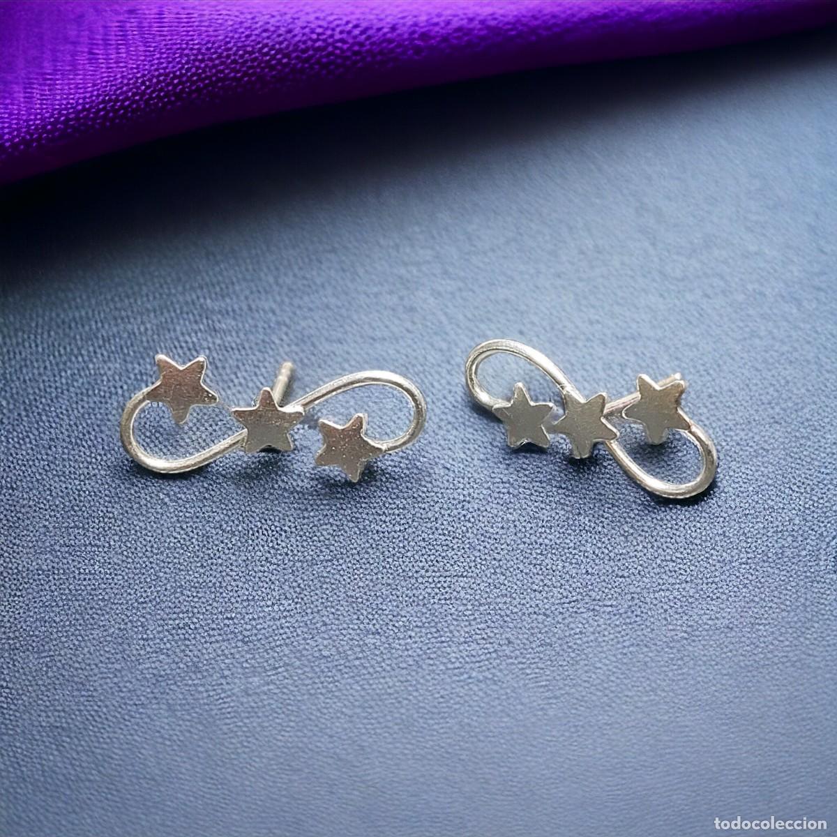 Joyeria: Par de Pendientes de Plata de Ley con Forma de Infinito y Estrellas - Foto 1