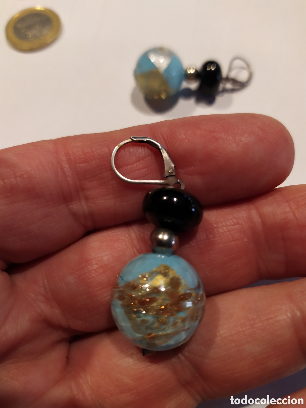 Joyeria: Conjunto de pulsera y pendientes de cristal de Murano y plata. - Foto 3