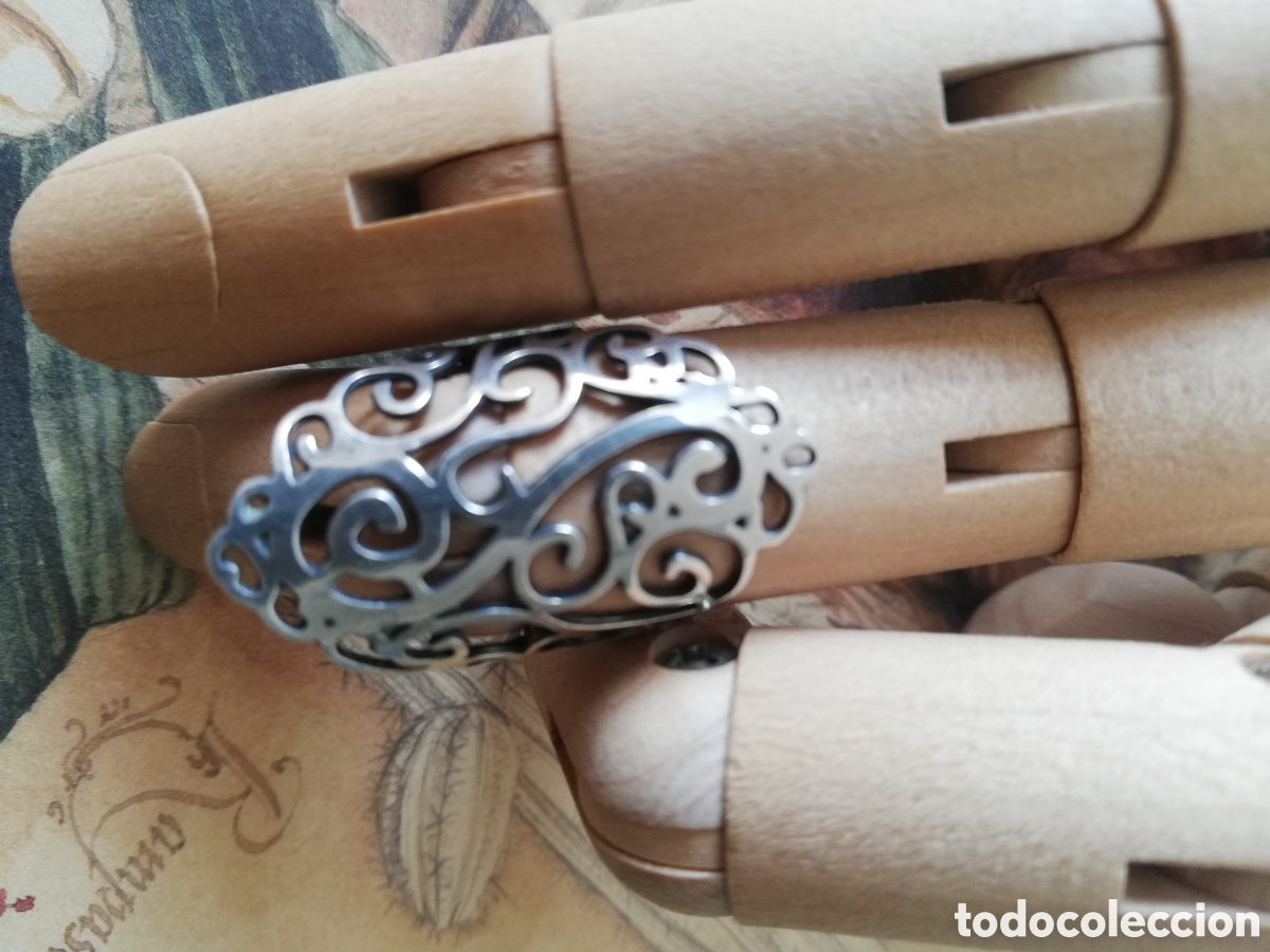 Joyeria: VINTAGE . SORTIJA, ANILLO, LANZADERA DE PLATA LABRADA - Foto 2