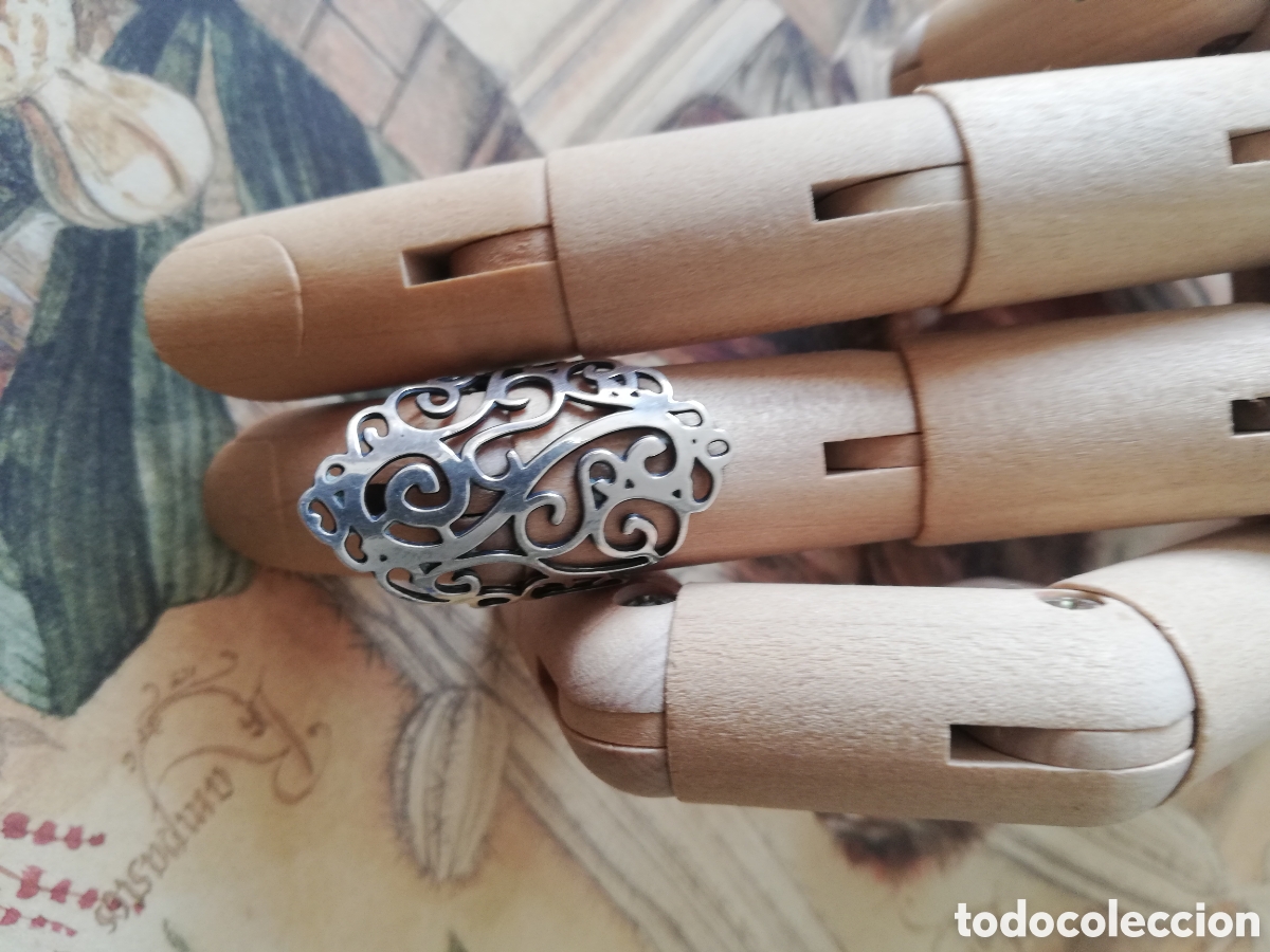 Joyeria: VINTAGE . SORTIJA, ANILLO, LANZADERA DE PLATA LABRADA - Foto 4