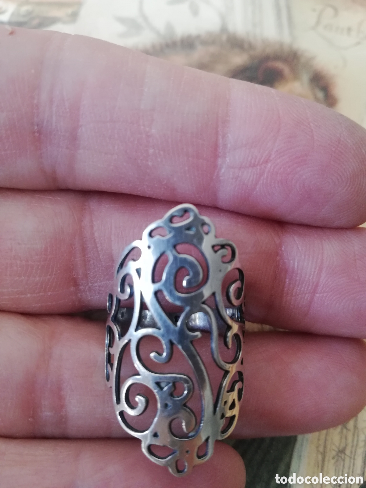 Joyeria: VINTAGE . SORTIJA, ANILLO, LANZADERA DE PLATA LABRADA - Foto 9
