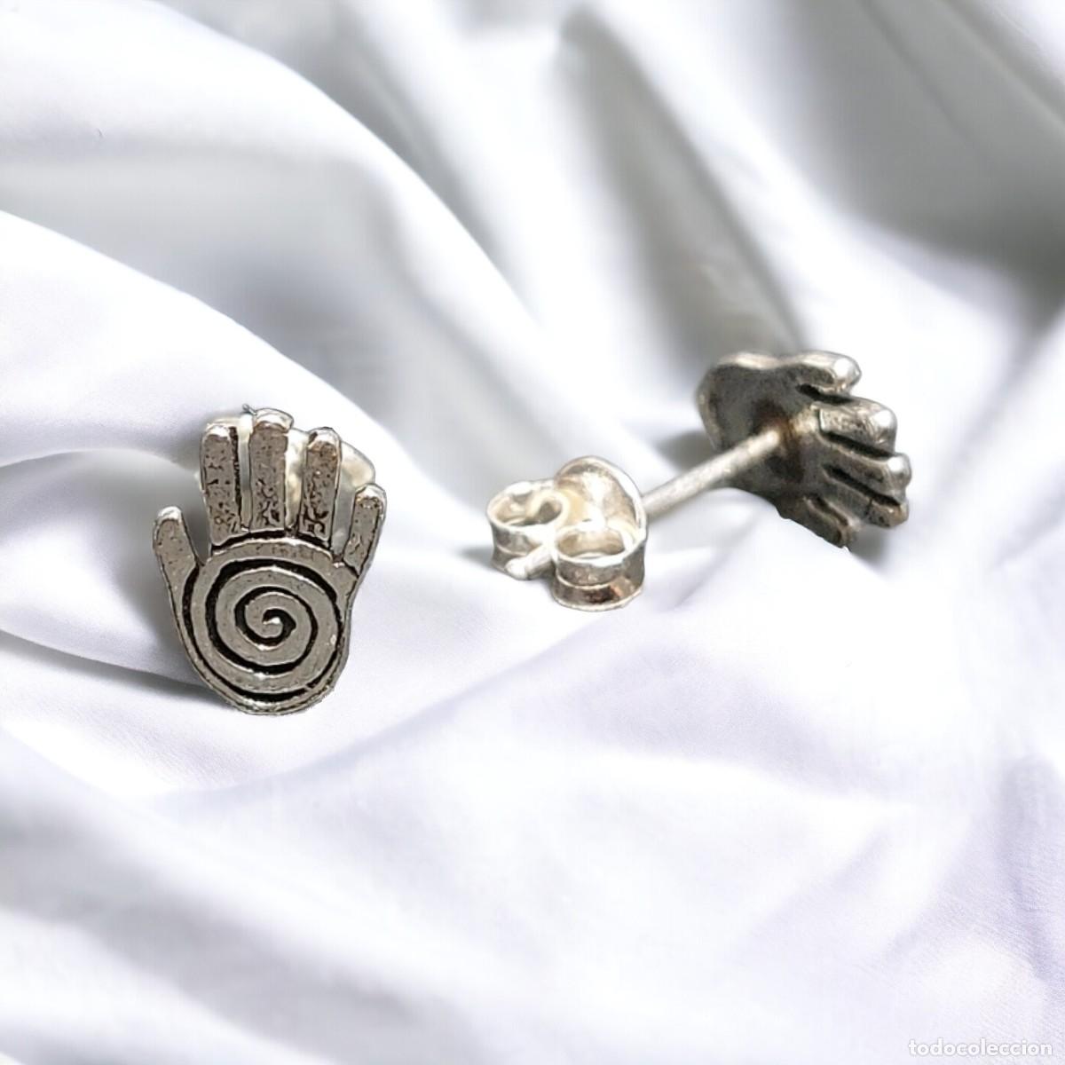 Joyeria: Par de Pendientes de Plata de Ley con Forma de Mano de F&aacute;tima - Foto 2