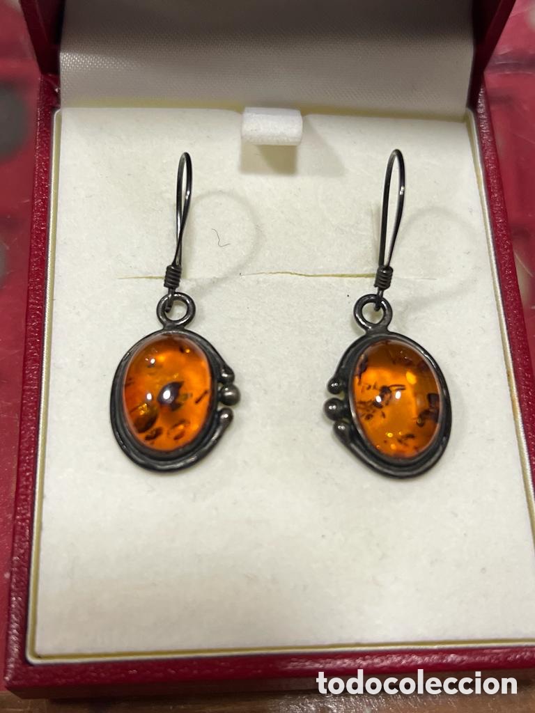 Joyeria: Preciosos pendientes en &Aacute;mbar y plata, antiguos - Foto 2