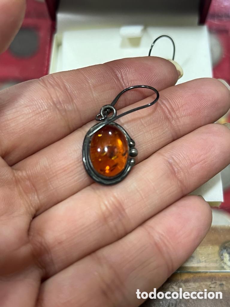 Joyeria: Preciosos pendientes en &Aacute;mbar y plata, antiguos - Foto 3