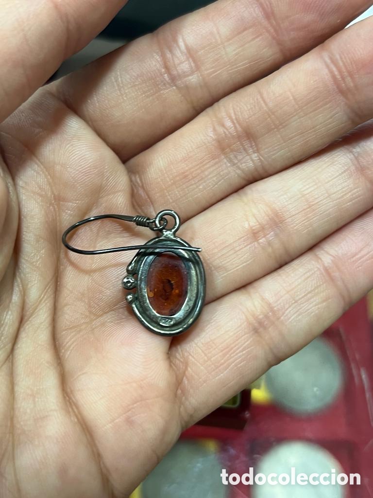 Joyeria: Preciosos pendientes en &Aacute;mbar y plata, antiguos - Foto 5