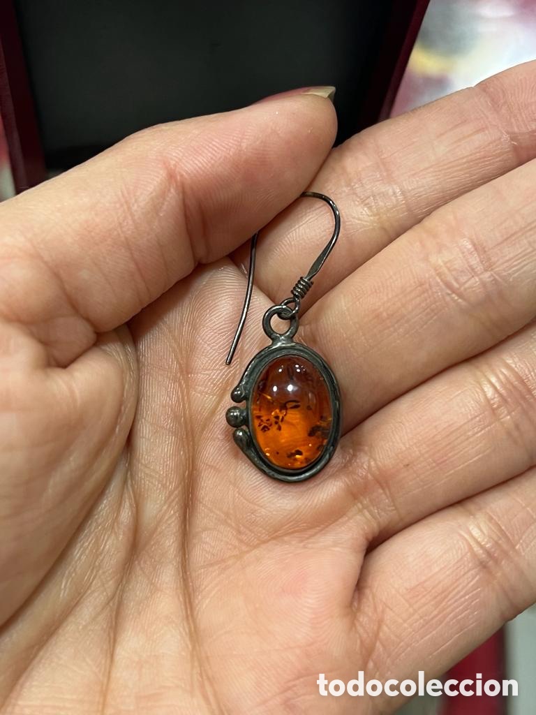 Joyeria: Preciosos pendientes en &Aacute;mbar y plata, antiguos - Foto 7