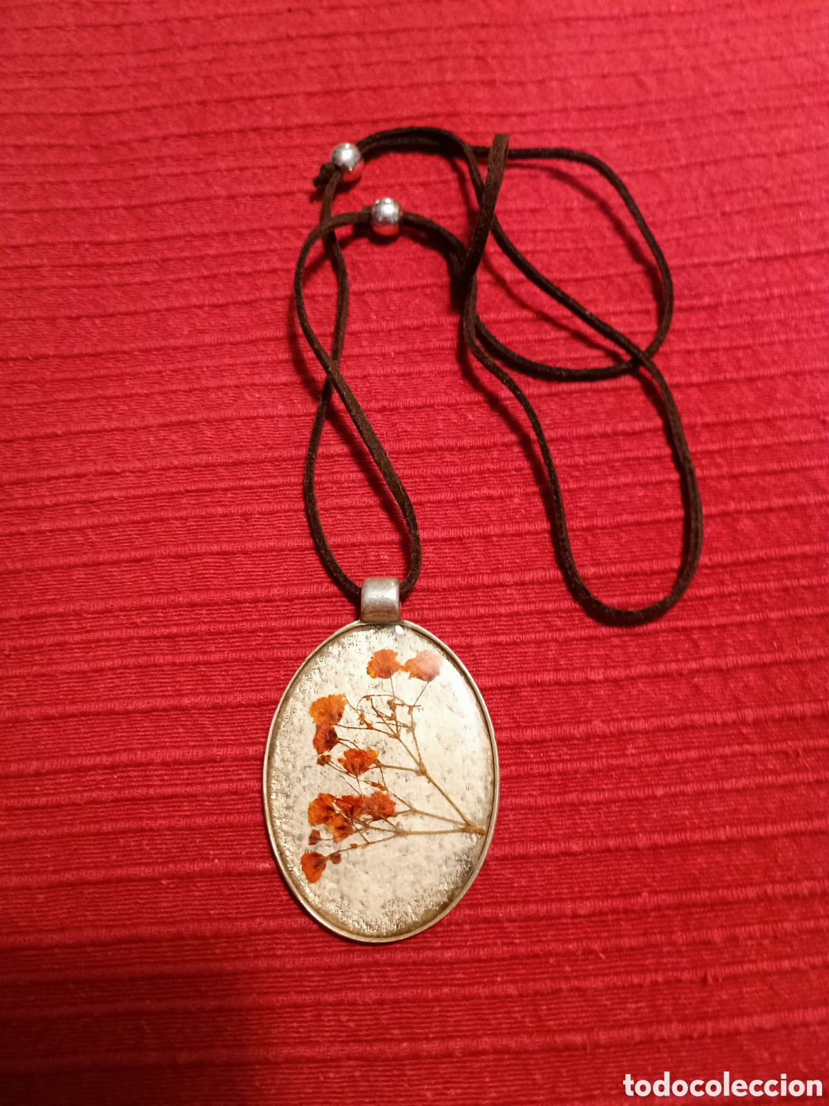 Joyeria: Colgante con flores secas rojas - Foto 2