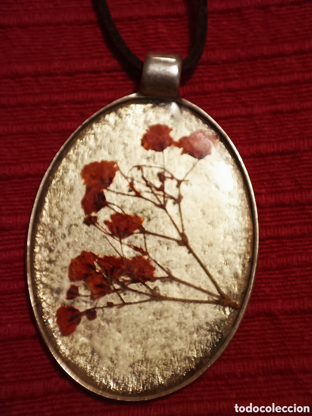 Joyeria: Colgante con flores secas rojas - Foto 1