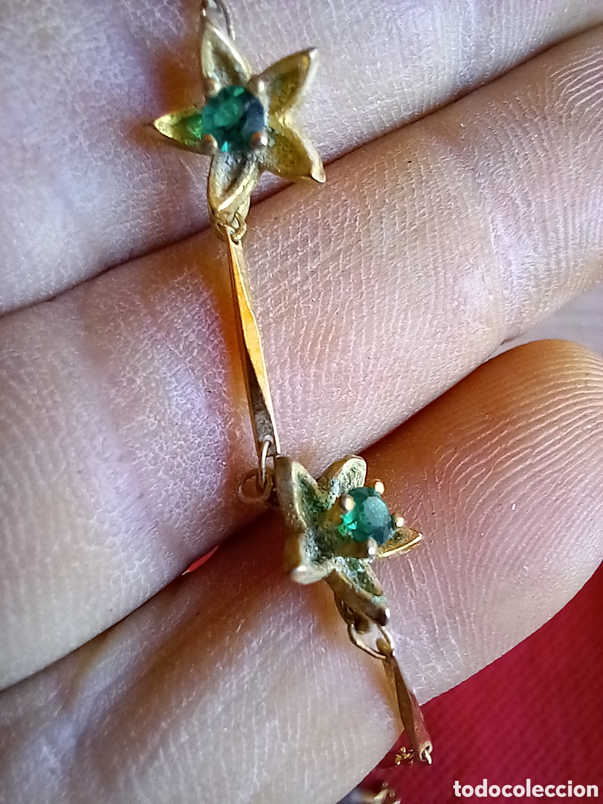 Joyeria: LOTE RESTOS DE PENDIENTES Y CADENA CON FLORES - Foto 18