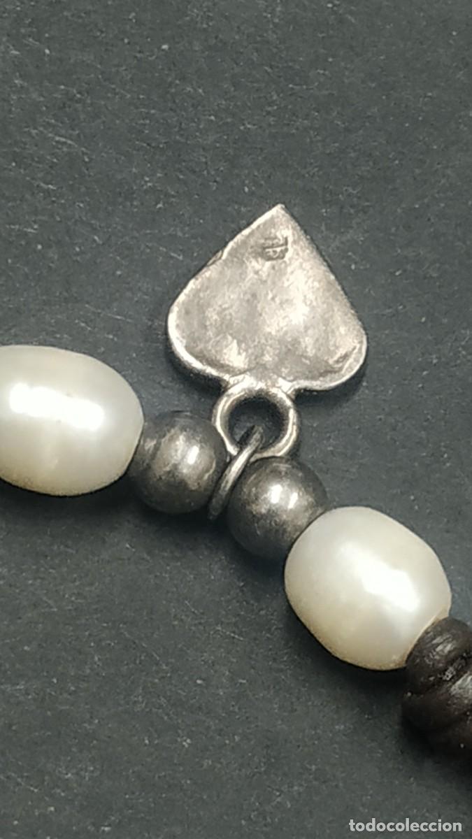 Joyeria: Pulsera cuero plata y perlas corazon - Foto 3