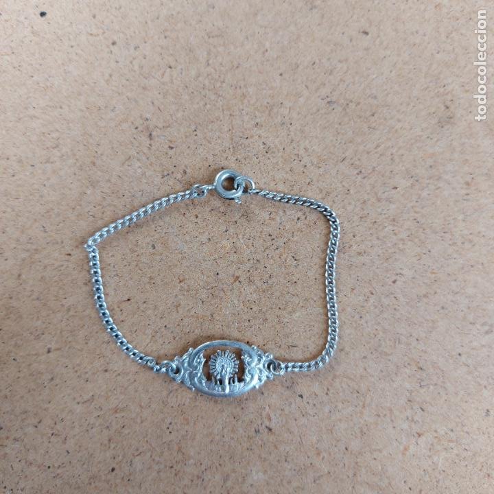 Pulsera Virgen del Pilar en Plata. Modelo Salvador. Hilo marrón – Enco  Zaragoza