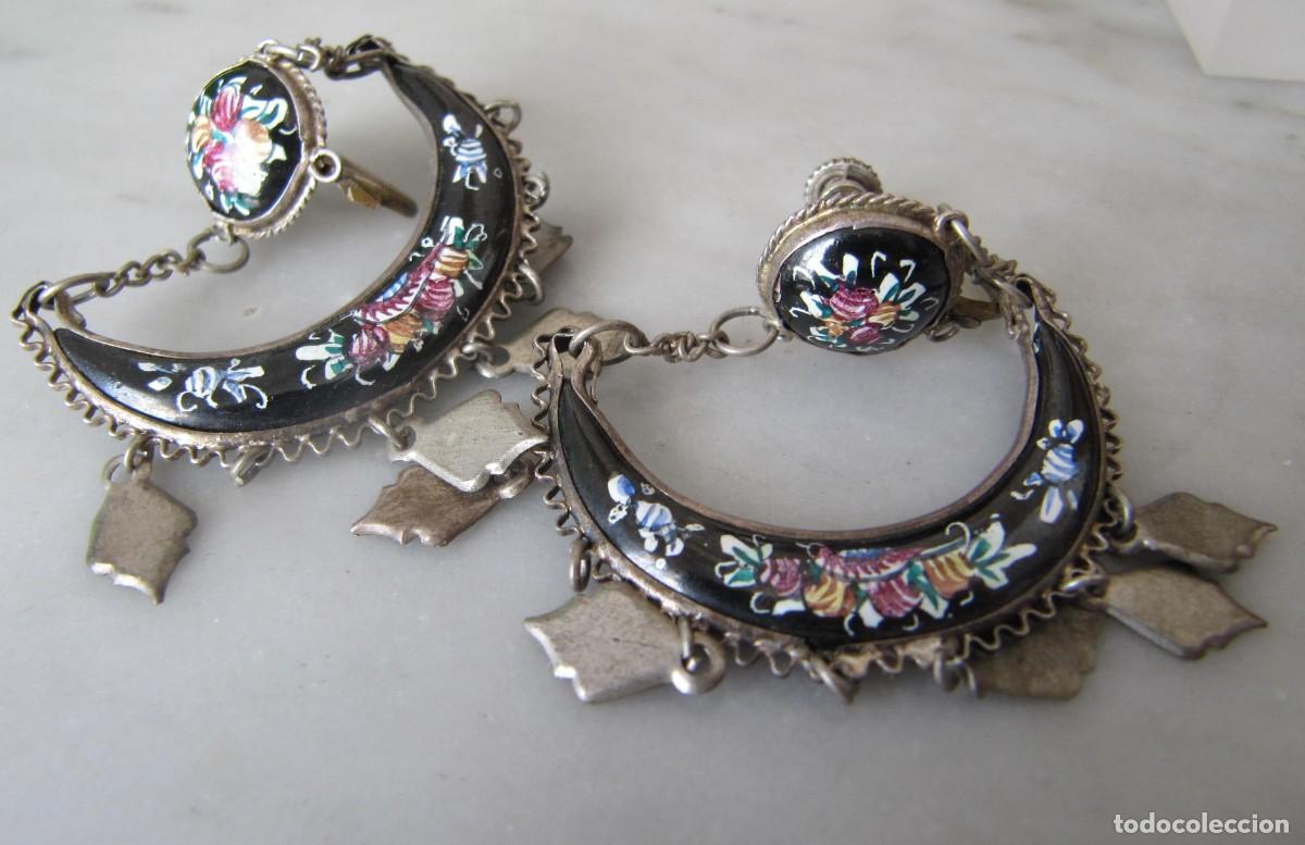 Joyeria: antiguos pendientes de metal y esmalte - Foto 1