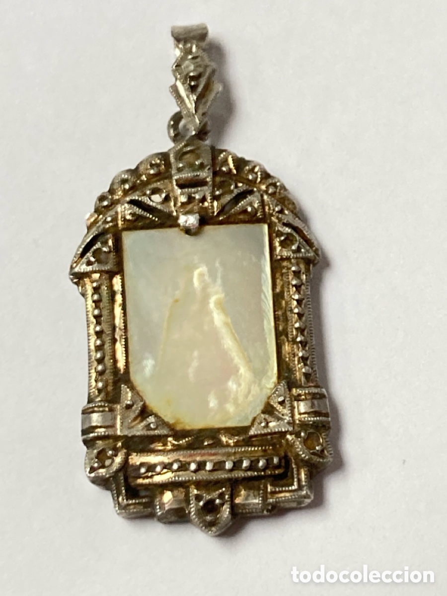 Joyeria: Colgante de plata y n&aacute;car religioso/C142 - Foto 1