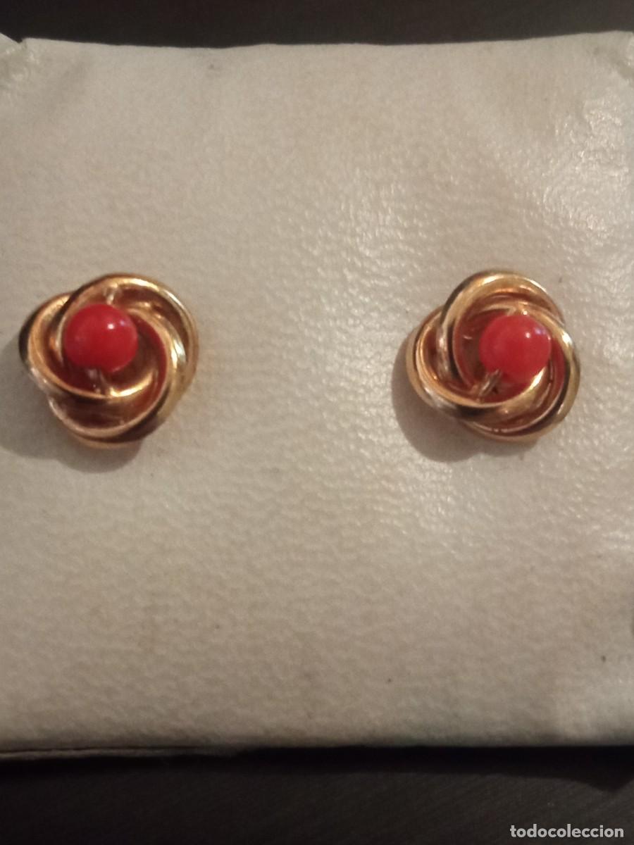 Joyeria: Pendientes oro y bola coral V - Foto 1