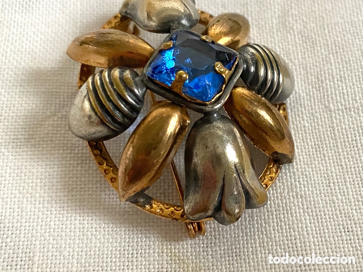 Joyeria: Broche vintage de plata dorada - Foto 4
