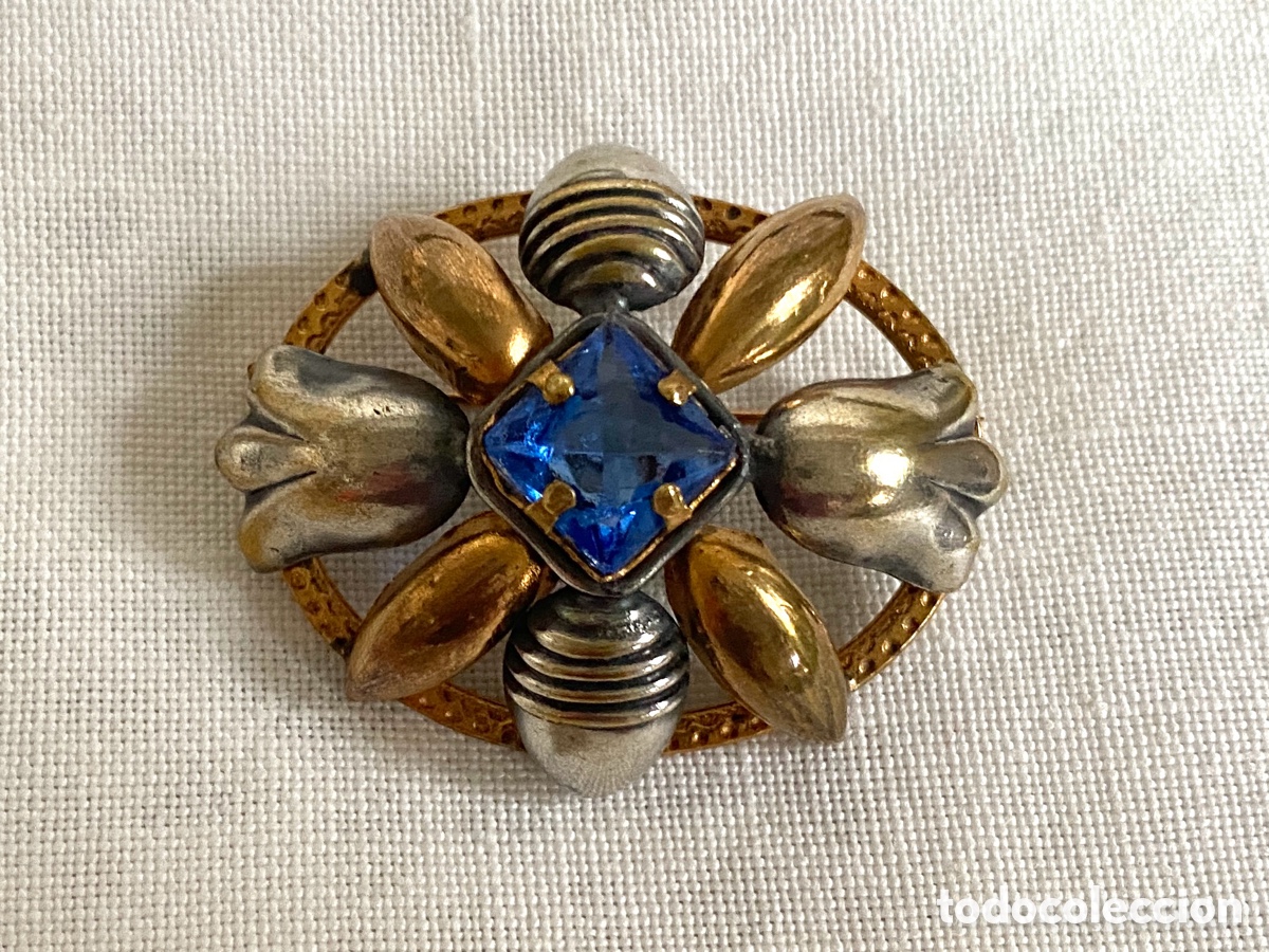 Joyeria: Broche vintage de plata dorada - Foto 1