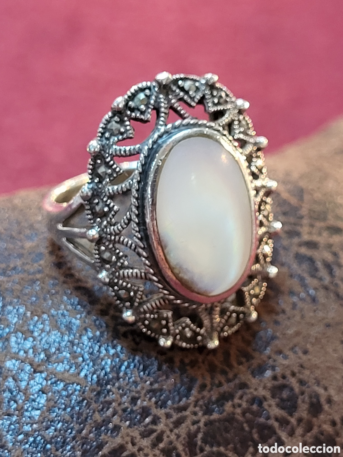 Joyeria: ANTIGUO ANILLO REALIZADO EN PLATA Y MARQUESITAS - Foto 2