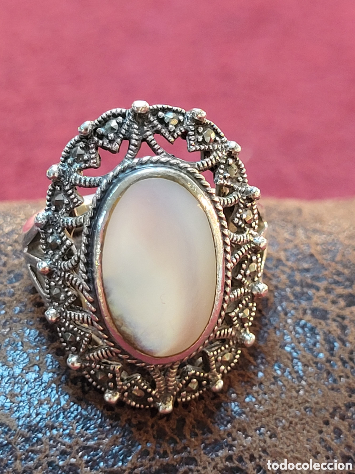Joyeria: ANTIGUO ANILLO REALIZADO EN PLATA Y MARQUESITAS - Foto 3