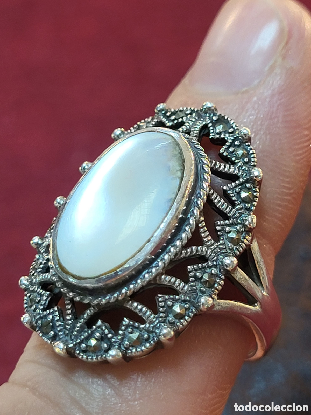 Joyeria: ANTIGUO ANILLO REALIZADO EN PLATA Y MARQUESITAS - Foto 7