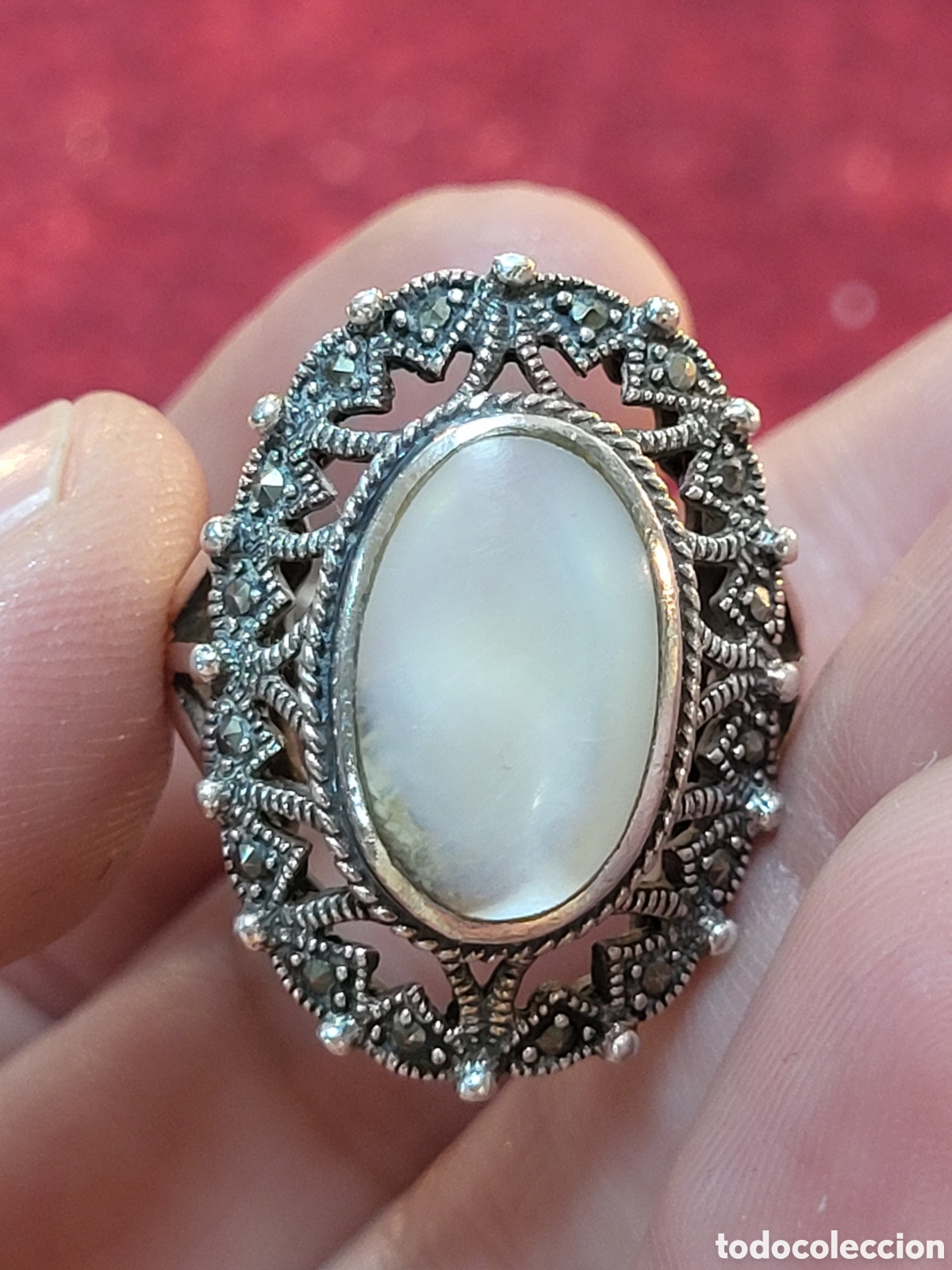 Joyeria: ANTIGUO ANILLO REALIZADO EN PLATA Y MARQUESITAS - Foto 8