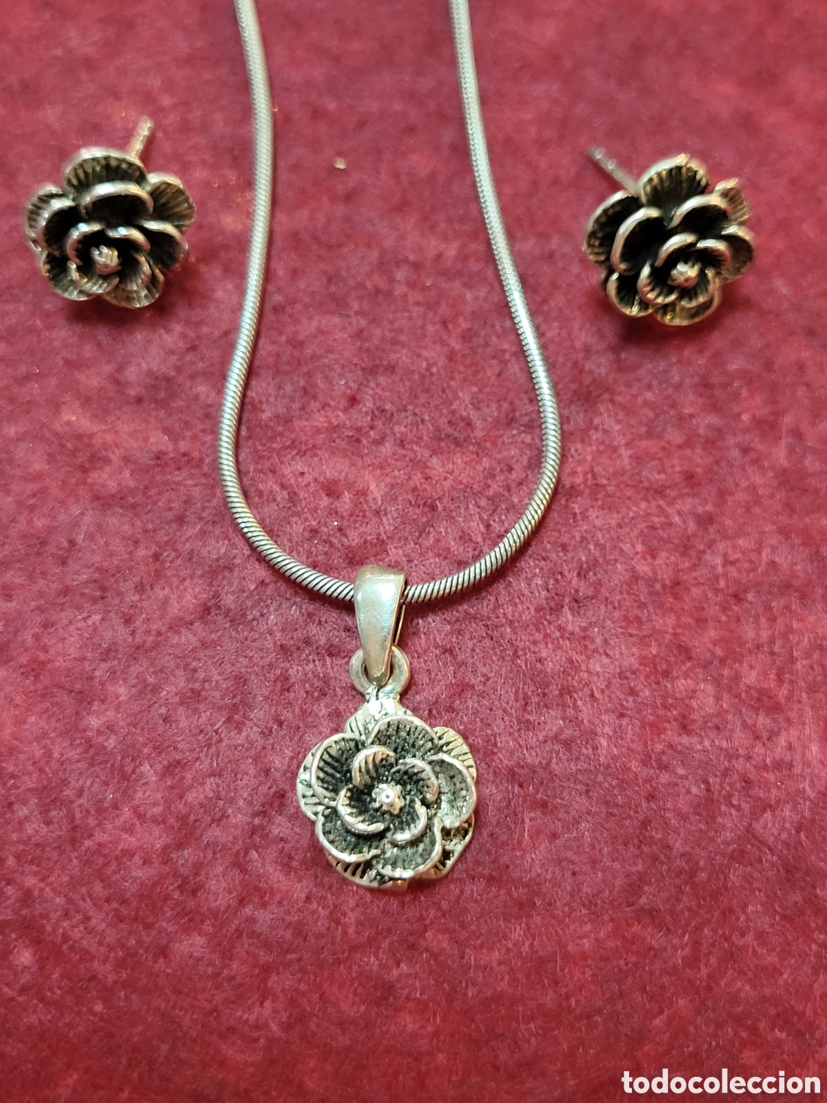 Joyeria: CONJUNTO PENDIENTES, COLGANTE Y CADENA REALIZADA EN PLATA - Foto 2