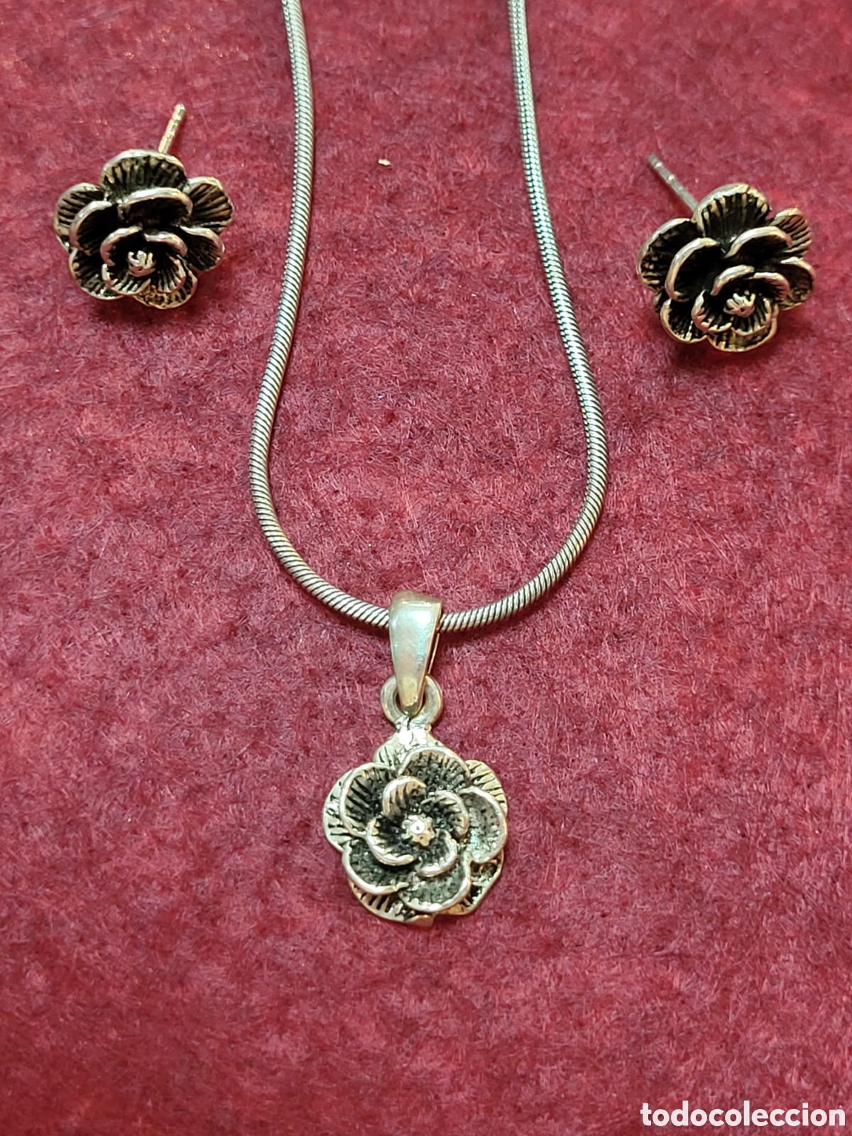 Joyeria: CONJUNTO PENDIENTES, COLGANTE Y CADENA REALIZADA EN PLATA - Foto 3