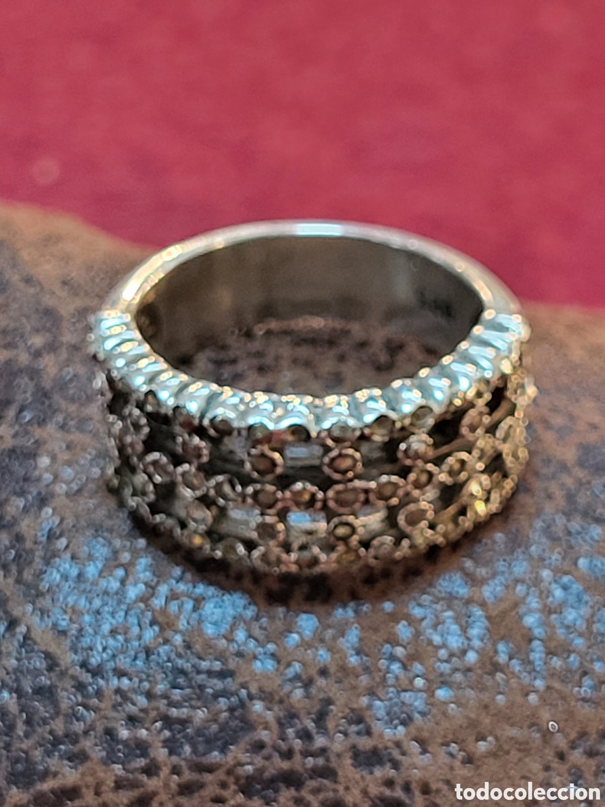 Joyeria: ANTIGUO ANILLO REALIZADO EN PLATA Y MARQUESITAS - Foto 2
