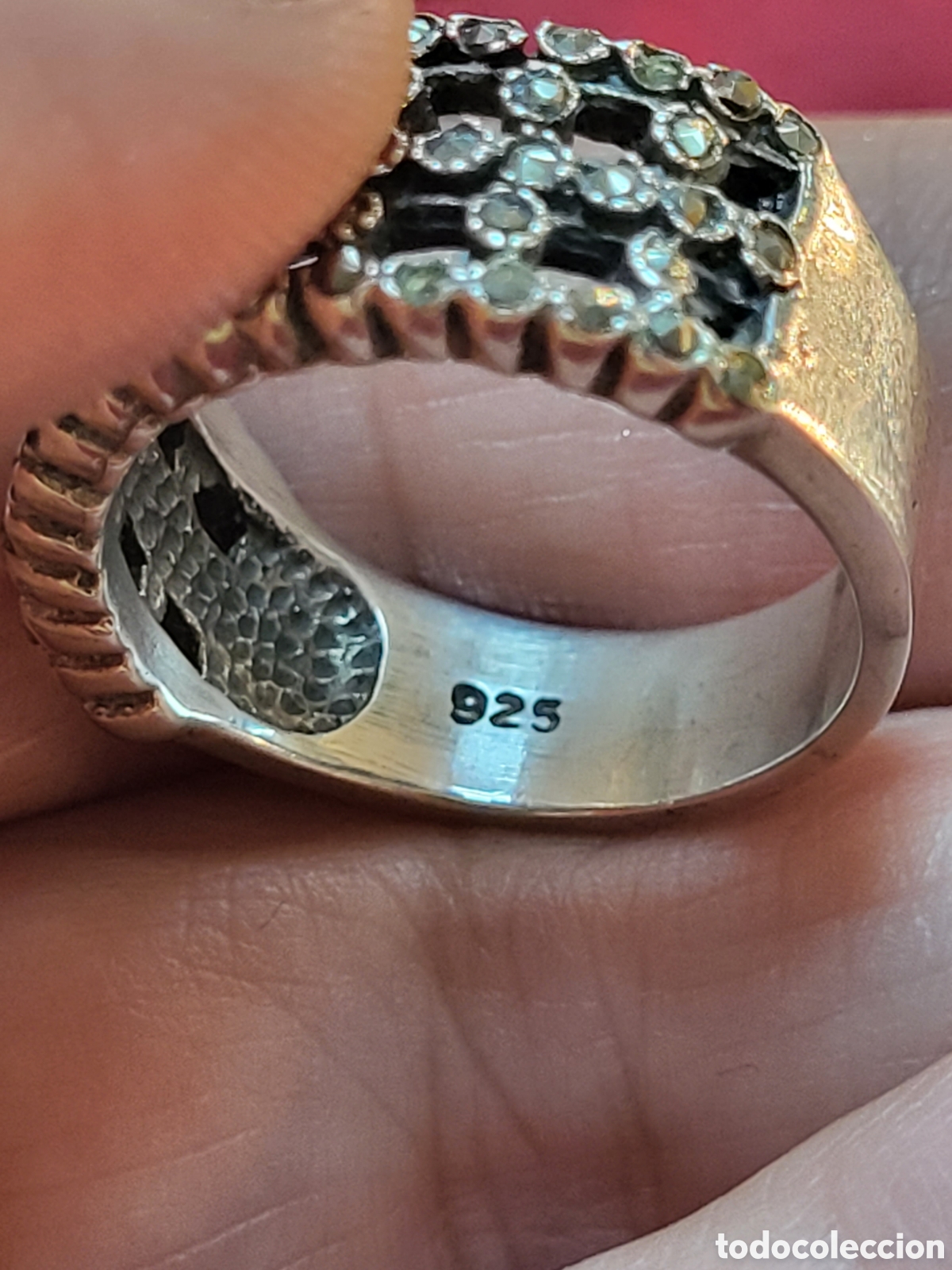 Joyeria: ANTIGUO ANILLO REALIZADO EN PLATA Y MARQUESITAS - Foto 4