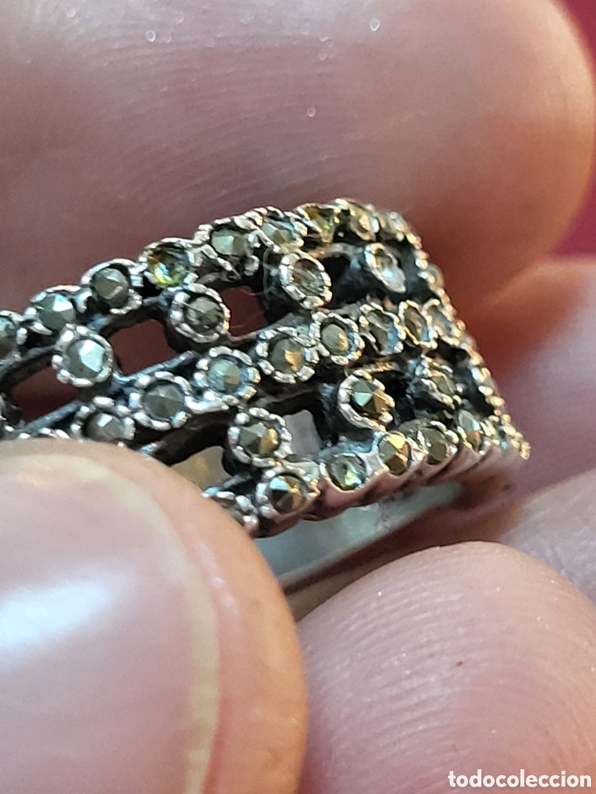 Joyeria: ANTIGUO ANILLO REALIZADO EN PLATA Y MARQUESITAS - Foto 5